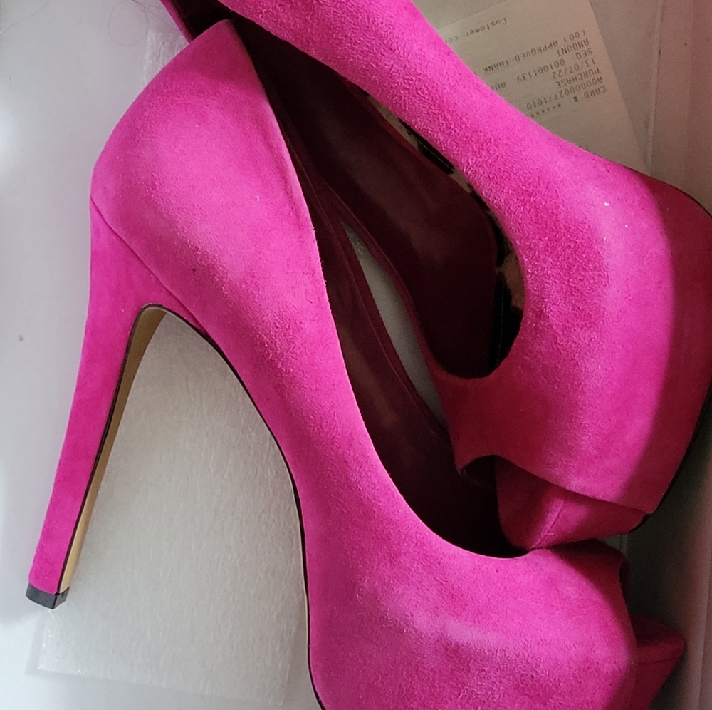 Jessica Simpson's Pink Platform Suede Pumps